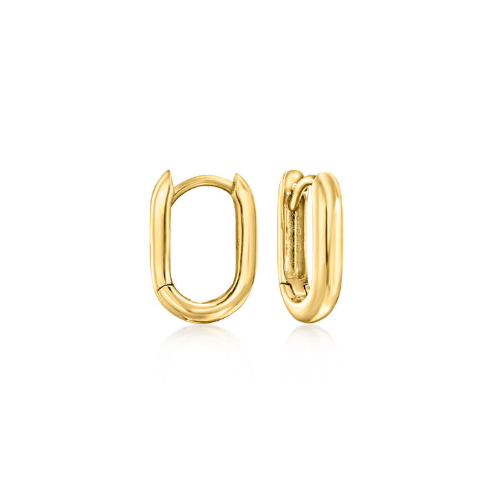 14kt Yellow Gold Paper Clip Link Huggie Hoop Earrings