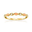 Orange Enamel and Diamond-Accented Ring in 14kt Yellow Gold
