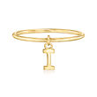 14kt Yellow Gold &quot;I&quot; Initial Charm Ring