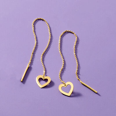 14kt Yellow Gold Heart Threader Earrings
