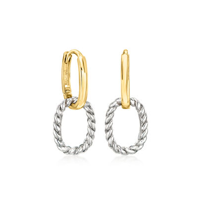 14kt Yellow Gold and Sterling Silver Interlocking Drop Earrings