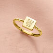 14kt Yellow Gold Personalized Square Beaded Ring