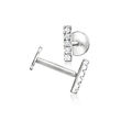 Diamond-Accented Bar Flat-Back Stud Earrings in Sterling Silver