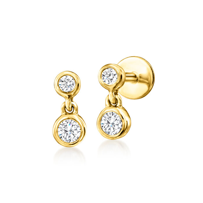 .10 ct. t.w. Diamond Two-Stone Flat-Back Stud Earrings in 14kt Yellow Gold