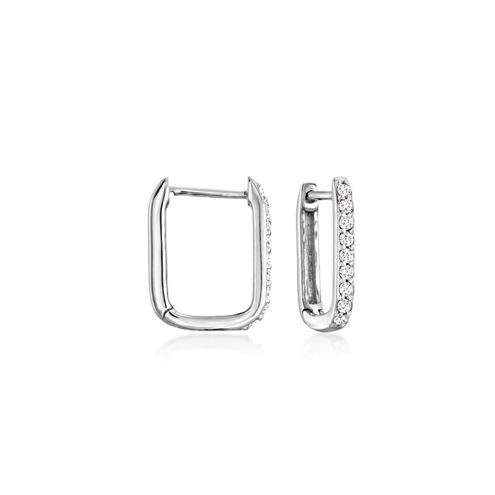 .15 ct. t.w. Diamond Paper Clip Link Hoop Earrings in Sterling Silver