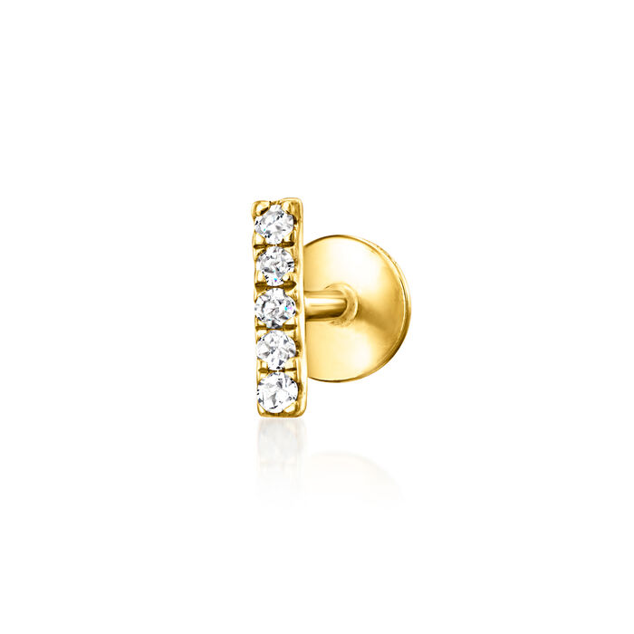 Diamond-Accented Bar Single Flat-Back Stud Earring in 14kt Yellow Gold