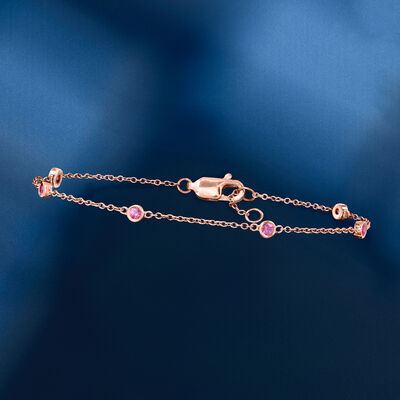 .20 ct. t.w. Pink Sapphire Station Bracelet in 14kt Rose Gold