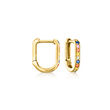 .10 ct. t.w. Multicolored Sapphire Paper Clip Link Hoop Earrings in 14kt Yellow Gold