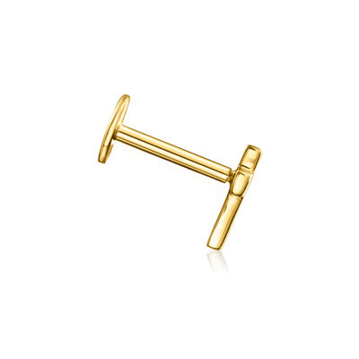 14kt Yellow Gold Cross Single Flat-Back Stud Earring
