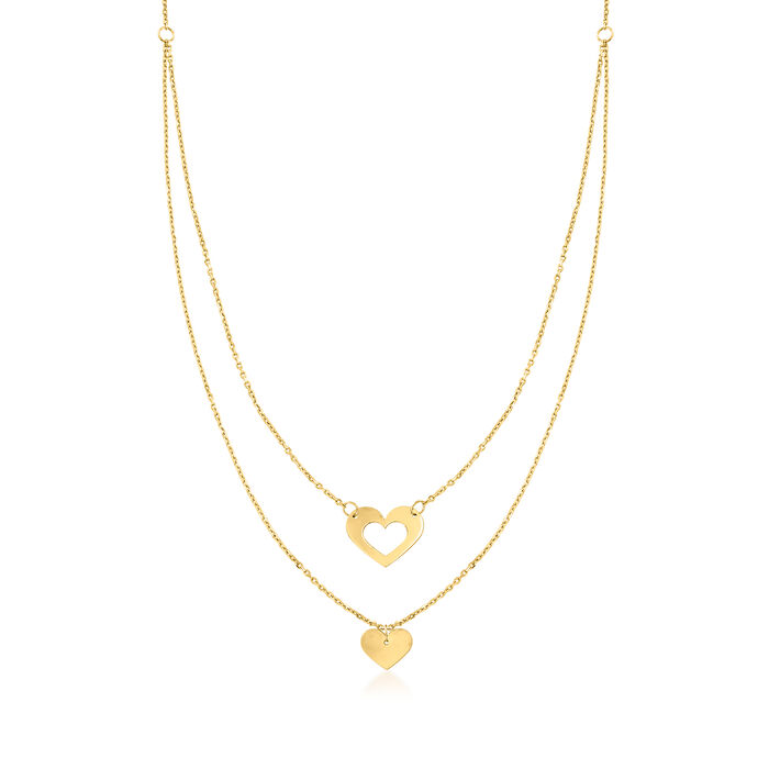 Italian 14kt Yellow Gold Double-Heart Layered Necklace