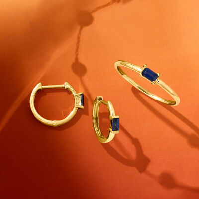 .10 ct. t.w. Sapphire Huggie Hoop Earrings in 14kt Yellow Gold