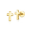 14kt Yellow Gold Cross Flat-Back Stud Earrings