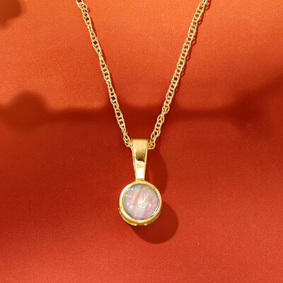 Opal Pendant Necklace in 14kt Yellow Gold