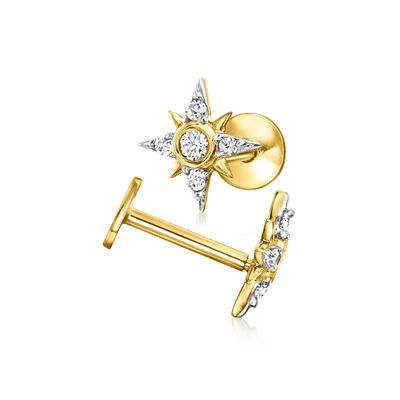 .10 ct. t.w. Diamond Star Flat-Back Stud Earrings in 14kt Yellow Gold
