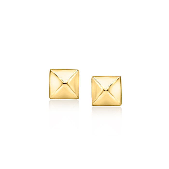 6mm 14kt Yellow Gold Pyramid Stud Earrings
