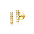 Diamond-Accented Bar Flat-Back Stud Earrings in 14kt Yellow Gold