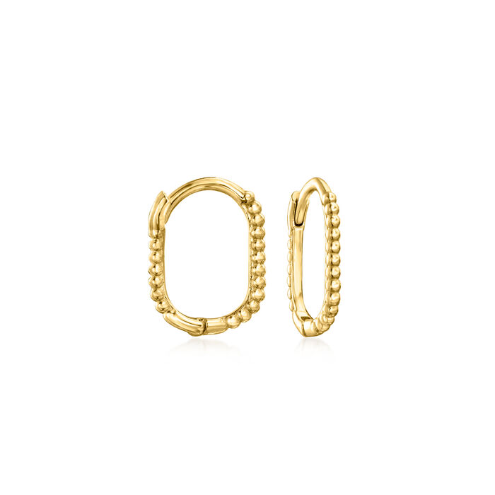 Italian 14kt Yellow Gold Beaded Huggie Hoop Earrings