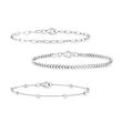 Sterling Silver Jewelry Set: Curb-Link, Paper Clip Link and Bead-Chain Bracelets