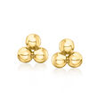 Italian 14kt Yellow Gold Triple-Bead Stud Earrings