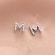 Diamond Initial Stud Earrings in Sterling Silver