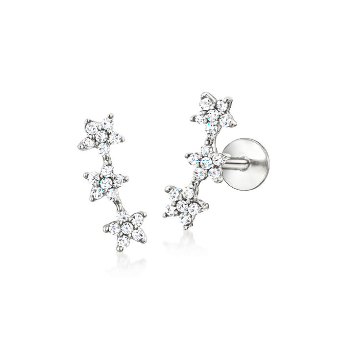 .10 ct. t.w. Diamond Three-Star Flat-Back Stud Earrings in Sterling Silver