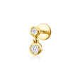 Diamond-Accented Two-Stone Single Flat-Back Stud Earring in 14kt Yellow Gold