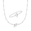 Sterling Silver Jewelry Set: Bead Station Toggle Bracelet and Necklace