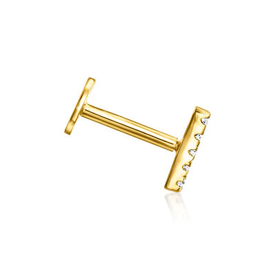Diamond-Accented Bar Single Flat-Back Stud Earring in 14kt Yellow Gold