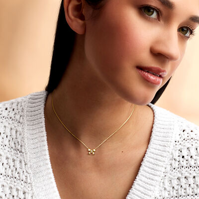 Diamond-Accented Bow Necklace in 14kt Yellow Gold