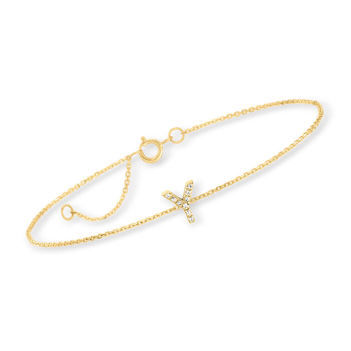 Diamond-Accented Initial Bracelet in 14kt Yellow Gold