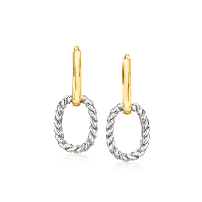 14kt Yellow Gold and Sterling Silver Interlocking Drop Earrings