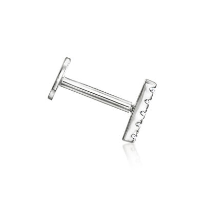 Diamond-Accented Bar Single Flat-Back Stud Earring in Sterling Silver