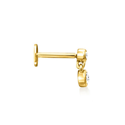 Diamond-Accented Two-Stone Single Flat-Back Stud Earring in 14kt Yellow Gold