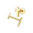 14kt Yellow Gold Cross Flat-Back Stud Earrings