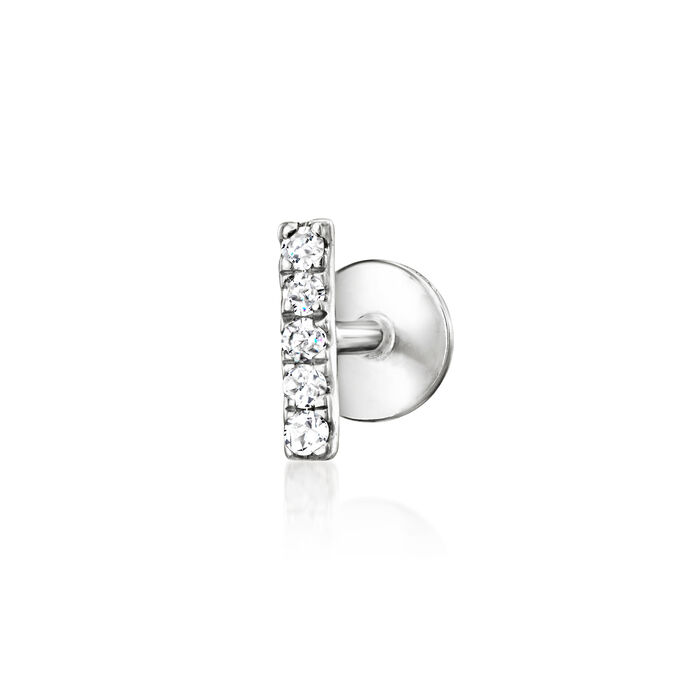 Diamond-Accented Bar Single Flat-Back Stud Earring in Sterling Silver