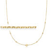 14kt Yellow Gold Bead Station Cable-Chain Necklace