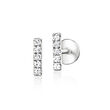 Diamond-Accented Bar Flat-Back Stud Earrings in Sterling Silver