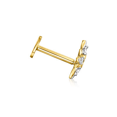 Diamond-Accented Star Single Flat-Back Stud Earring in 14kt Yellow Gold
